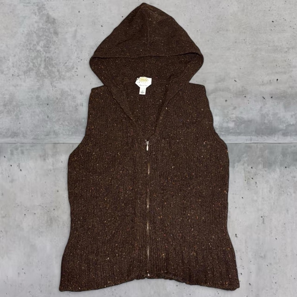 Vintage Talbots Petite Made in Italy Wool Blend Sleeveless Sweater Hoodie